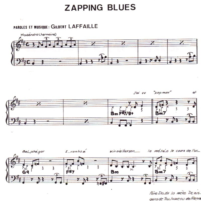 Partition "Zapping Blues" Gilbert Laffaille