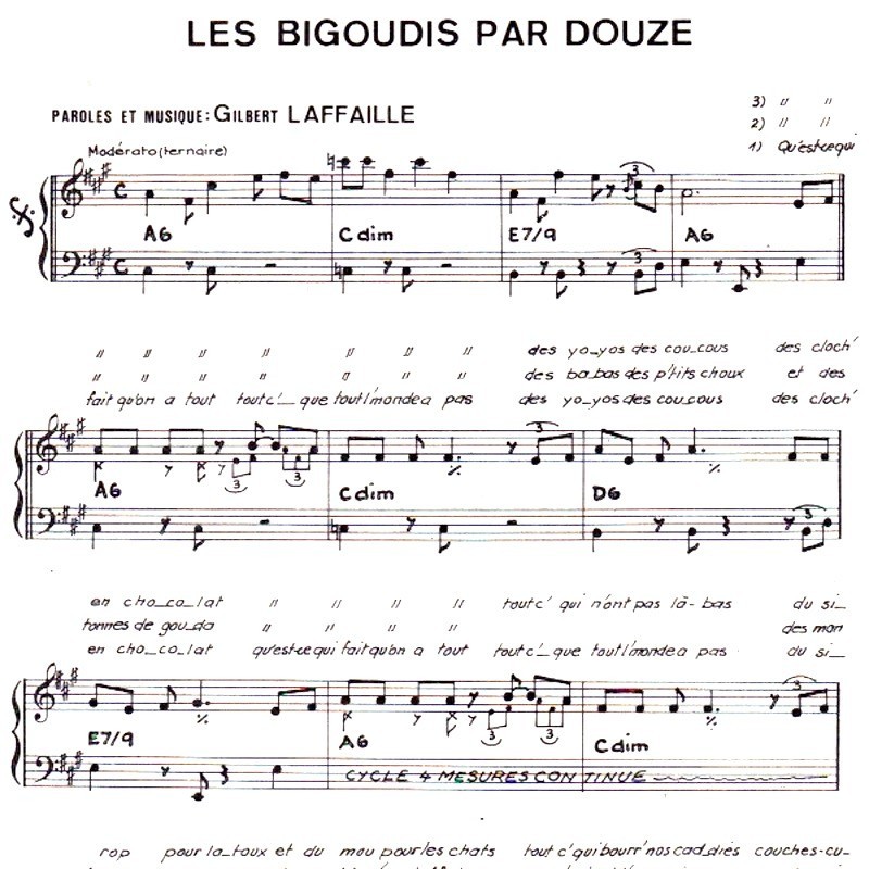 Partition "Les bigoudis par douze" - Gilbert Laffaille