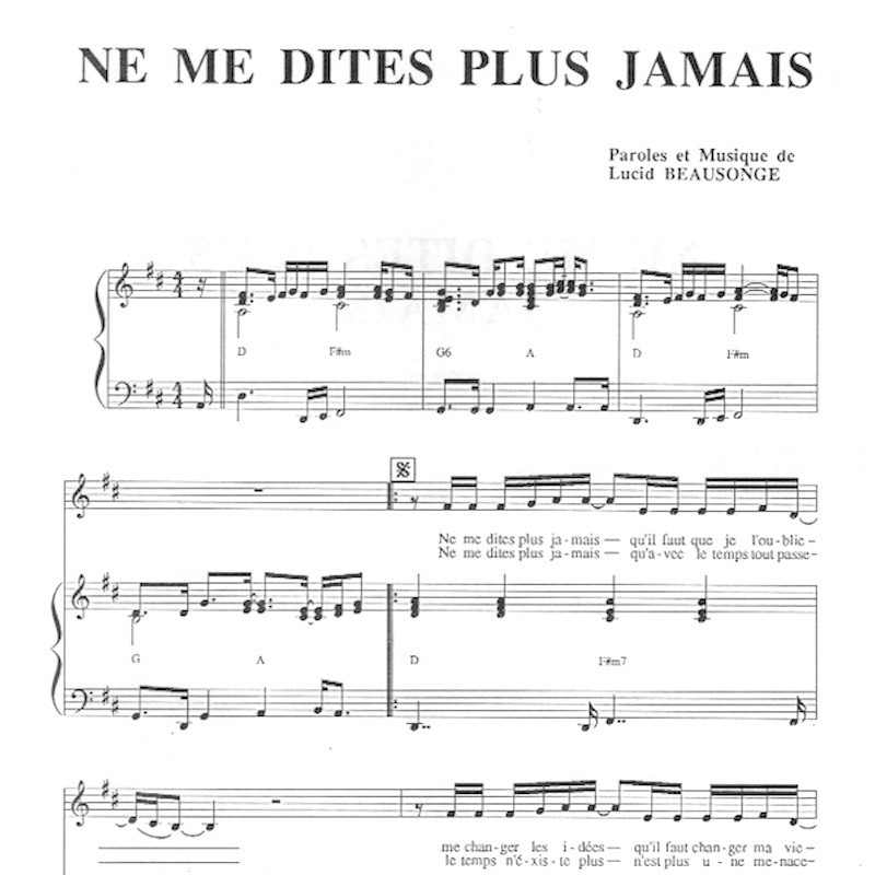 Score "Ne me dites plus jamais" Lucid Beausonge