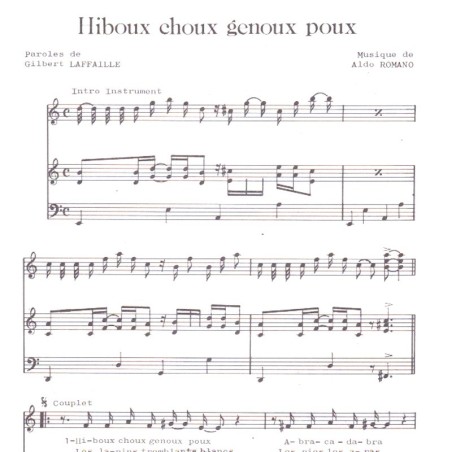 Score "Hiboux choux genoux poux" Gilbert Laffaille