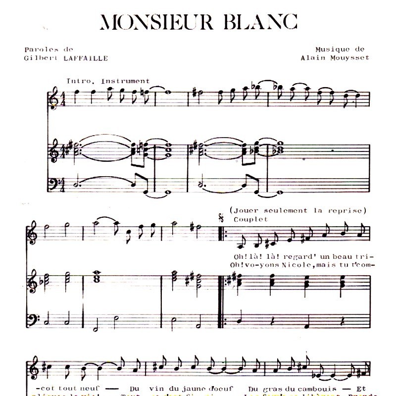 Score "Monsieur Blanc" Gilbert Laffaille